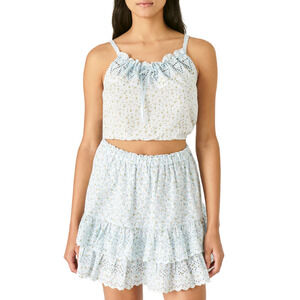 Lucky Brand Floral-Print Cropped Camisole Blue Size XL 1542